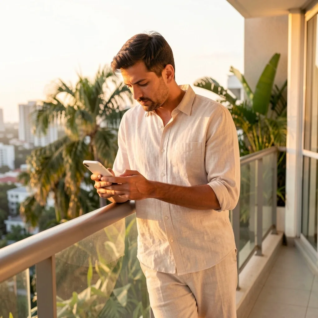 Customer reading wellness information at home
