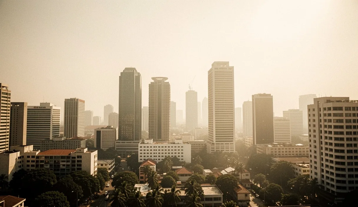 Jakarta urban skyline under humid tropical light